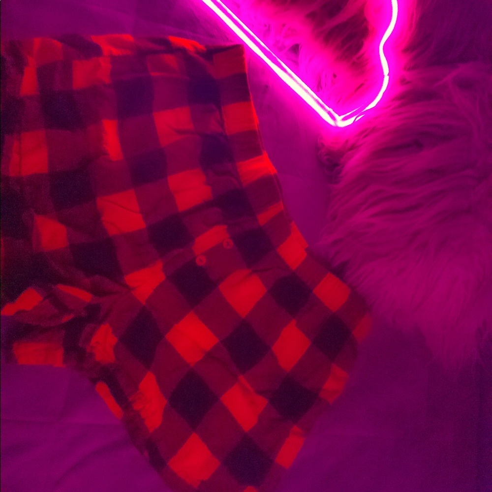Red and Black Flannel pajama Shorts